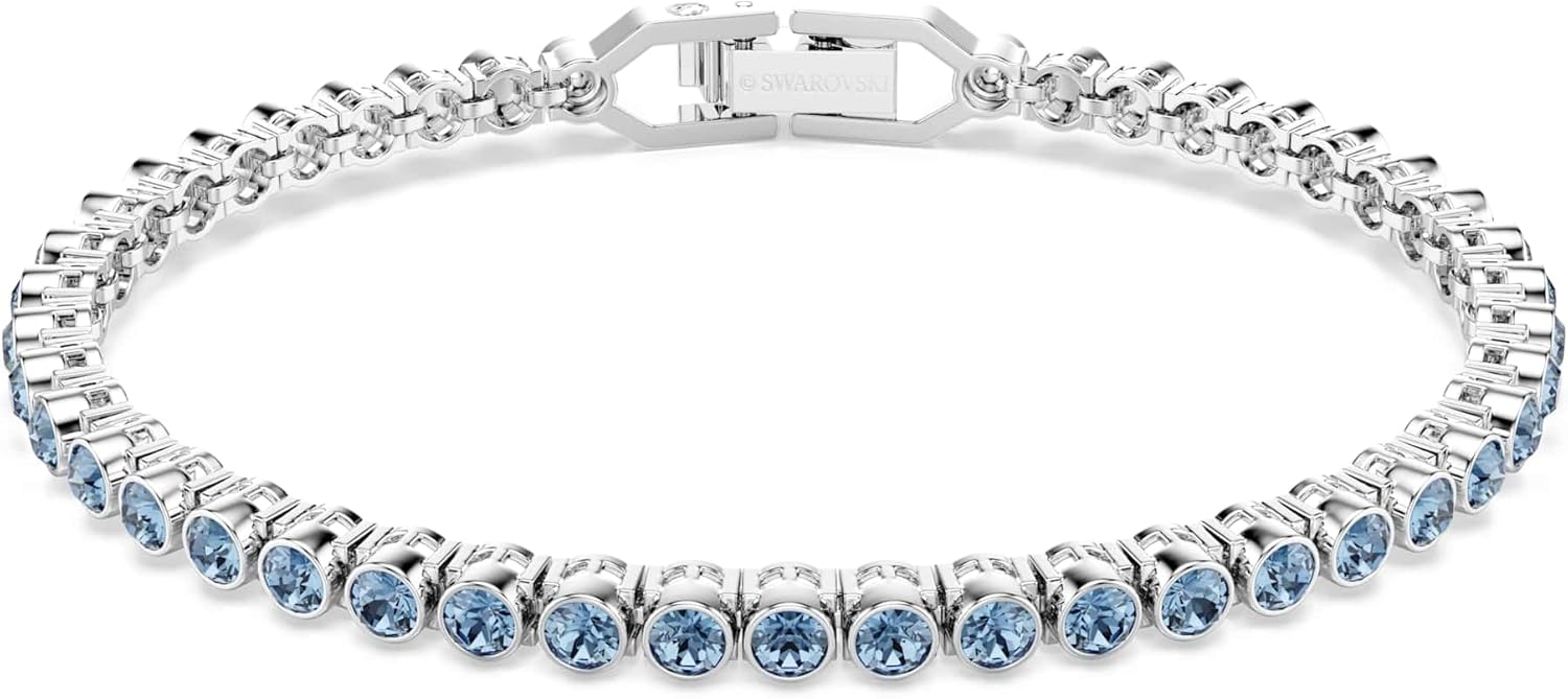Swarovski Pulsera Tennis Imber Emily, Talla redonda, Azul, Baño de rodio