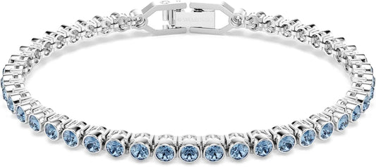 Swarovski Pulsera Tennis Imber Emily, Talla redonda, Azul, Baño de rodio