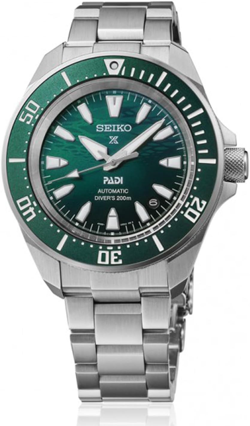 Seiko Prospex Samurai PADI - Reloj sumergible automático, 200 m, esfera verde, caja redonda de acero