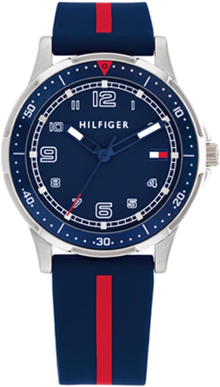 Tommy Hilfiger Children's Analog Watch with Silicone Strap in Navy Blue with Red Stripe -1720036 -