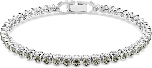 Swarovski Pulsera Tennis Imber Emily, Talla redonda, Negra, Baño de rodio