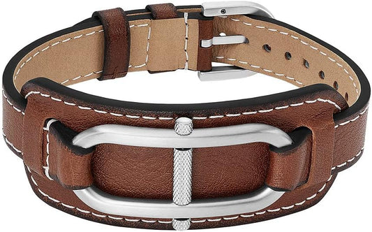Fossil Heritage Pulsera de cuero o acero para hombre con cierre de hebilla o desplegable