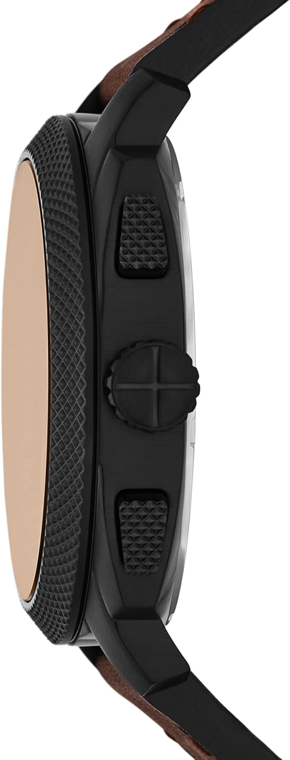 Fossil Reloj cronógrafo de acero inoxidable para hombre, Juego de regalo de cuero marrón/negro, 44mm