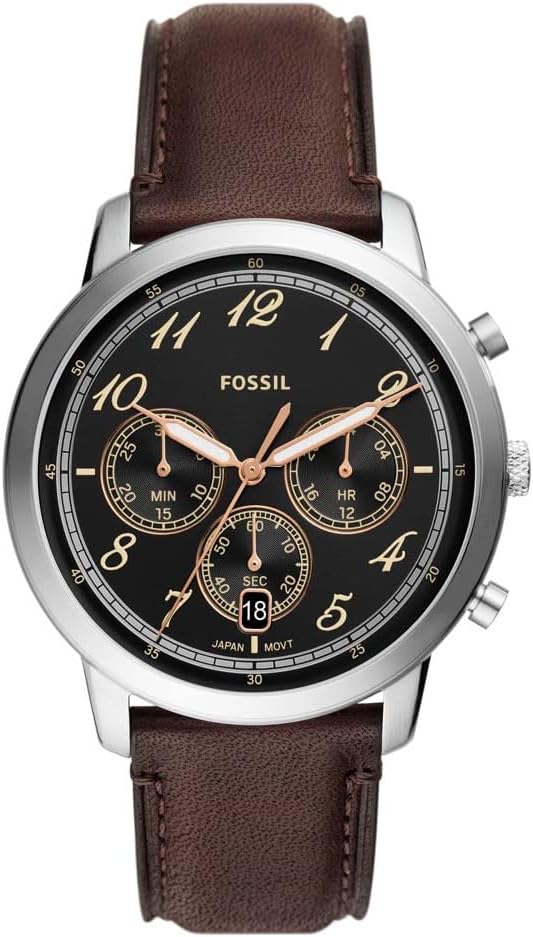 Fossil Reloj Neutra para Hombre, Movimiento cronógrafo de Cuarzo con Correa de Piel