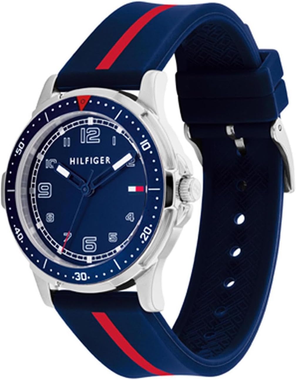 Tommy Hilfiger Children's Analog Watch with Silicone Strap in Navy Blue with Red Stripe -1720036 -