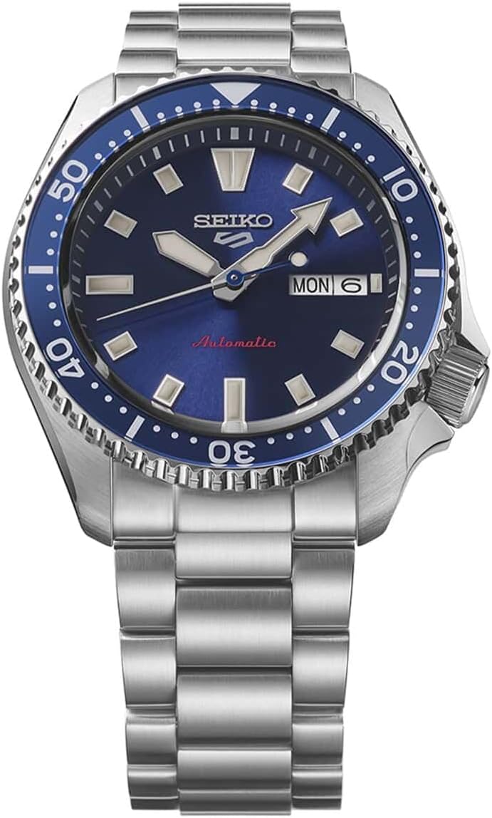 Seiko SRPL83K1 5 Sport SKX Reloj automático de acero inoxidable para hombre, tamaño de caja 42,5 mm, azul/plata