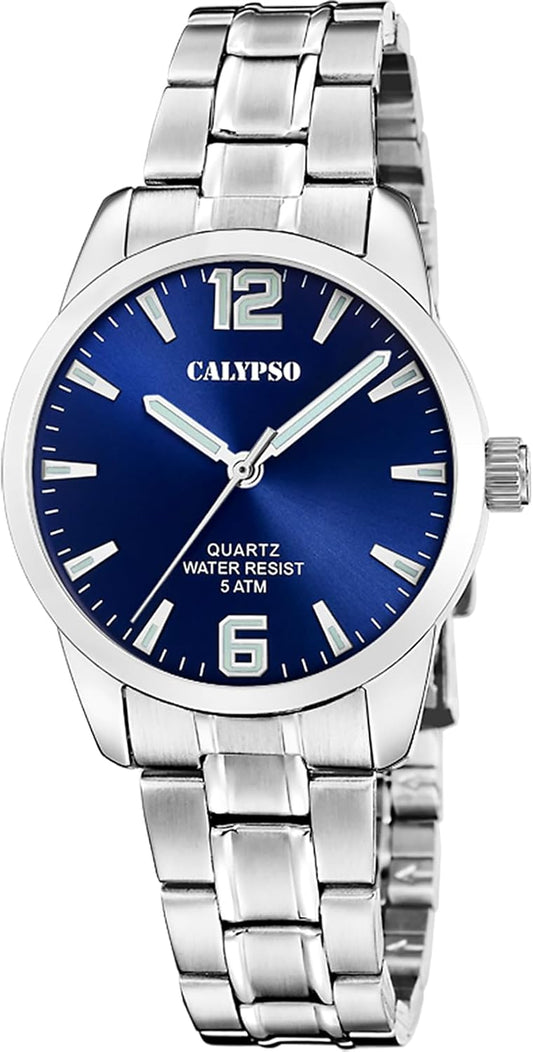 CALYPSO Reloj Mujer K5867/3 Basic Caja de Acero Inoxidable 316l Plateado Correa de Acero Inoxidable 316l Plateado