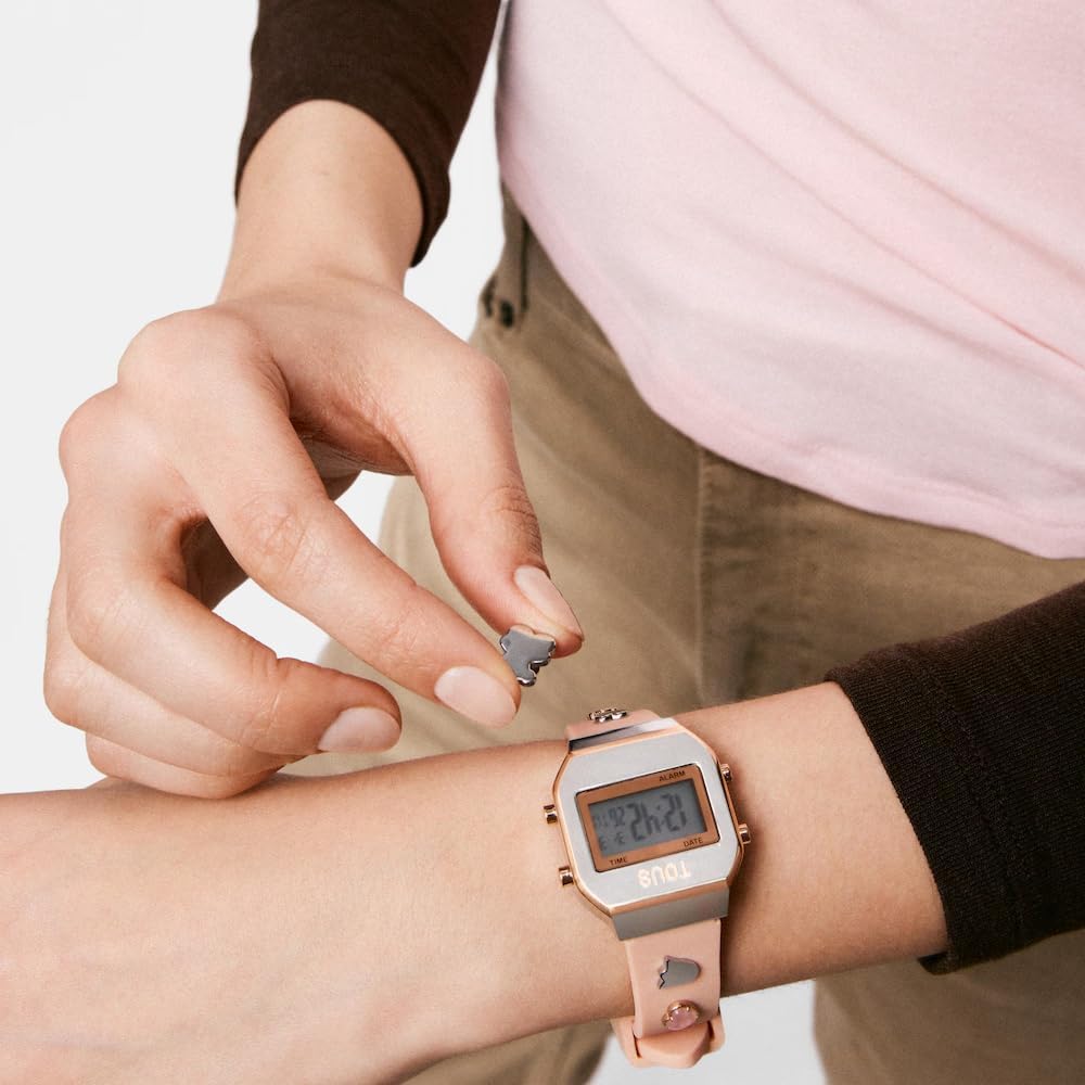 TOUS XPRESURSLF Digital Watch Silicone Strap with Case and Buckle Stainless Steel IPG