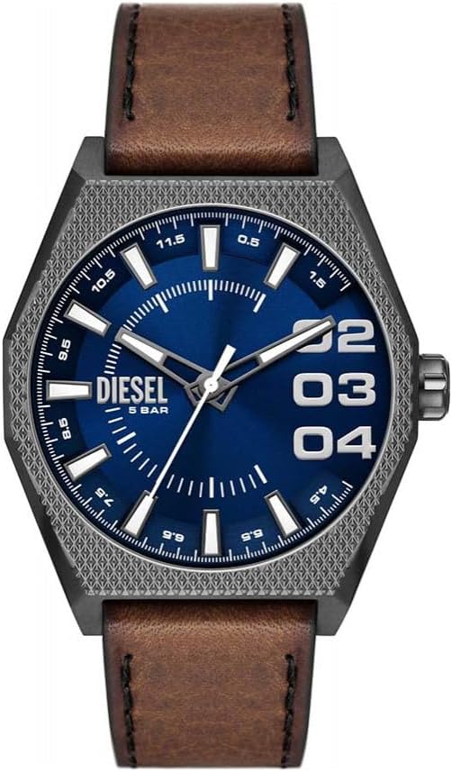 Diesel Scraper Reloj para Hombre, Movimiento de Cuarzo con Fecha a Tres Agujas y Correa de Acero o Piel