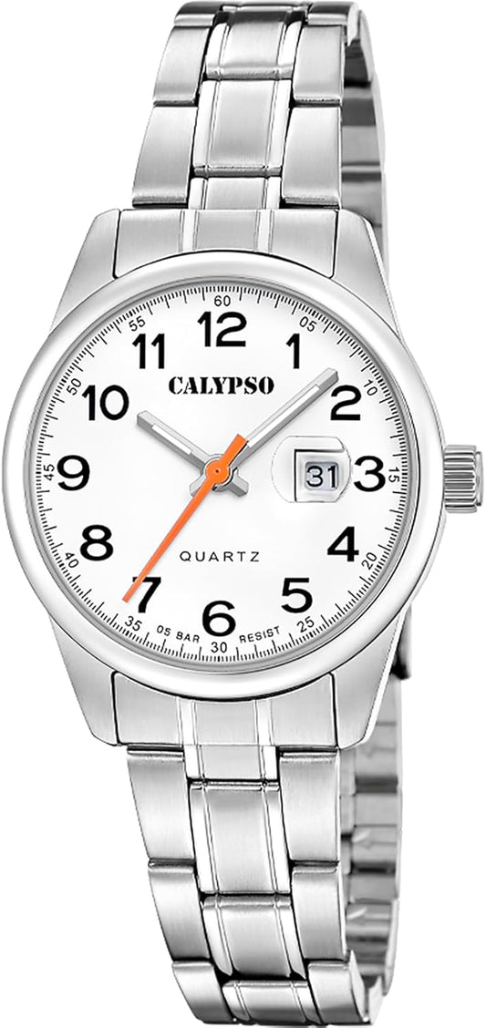 CALYPSO Reloj Mujer K5873/1 Basic Caja de Acero Inoxidable 316l Plateado