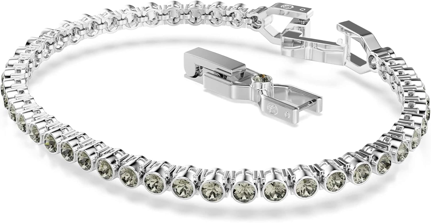 Swarovski Pulsera Tennis Imber Emily, Talla redonda, Negra, Baño de rodio