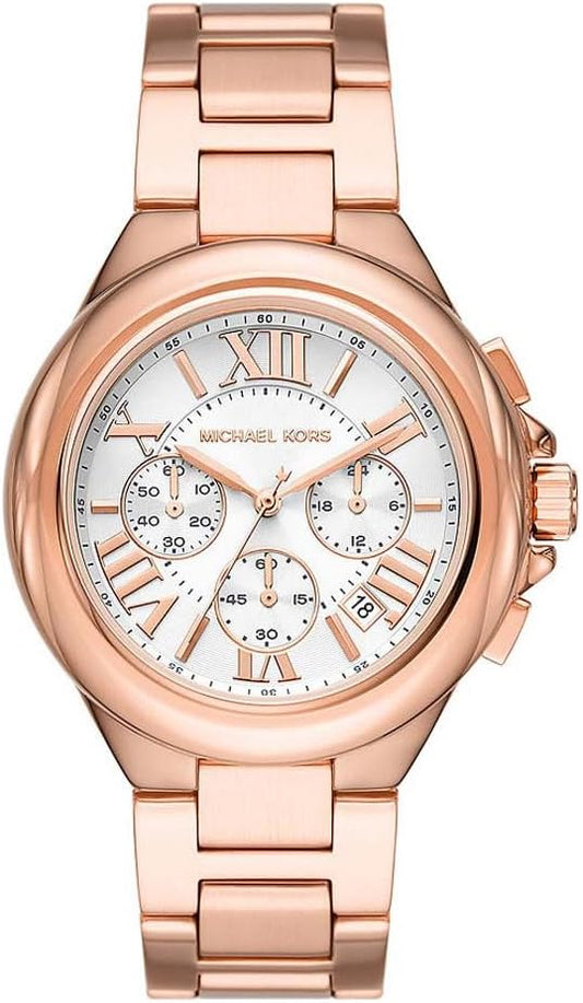 Michael Kors Reloj Camille para Mujer, Movimiento cronógrafo de Cuarzo de 43 mm con Correa de Acero Inoxidable