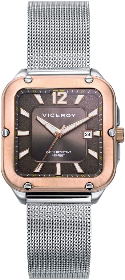 Viceroy 401188-75, Reloj Mujer Magnum, Estilo Deportivo, Caja Bicolor Acero, Esfera Gris, Malla de Acero, Impermeable 50m
