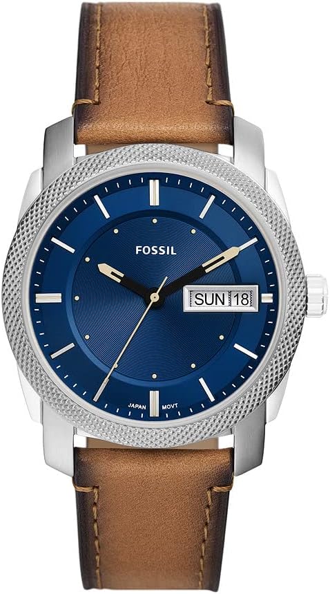 Fossil Reloj Machine para Hombre, Movimiento Fecha Cuarzo Tres Agujas con Correa de Piel o Acero