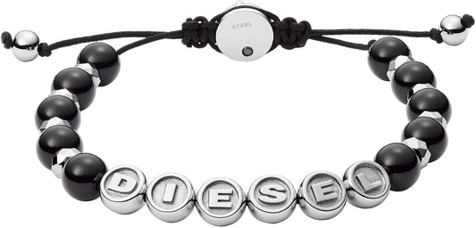 Diesel Pulsera de hombre de cuentas semipreciosas con cierre deslizante