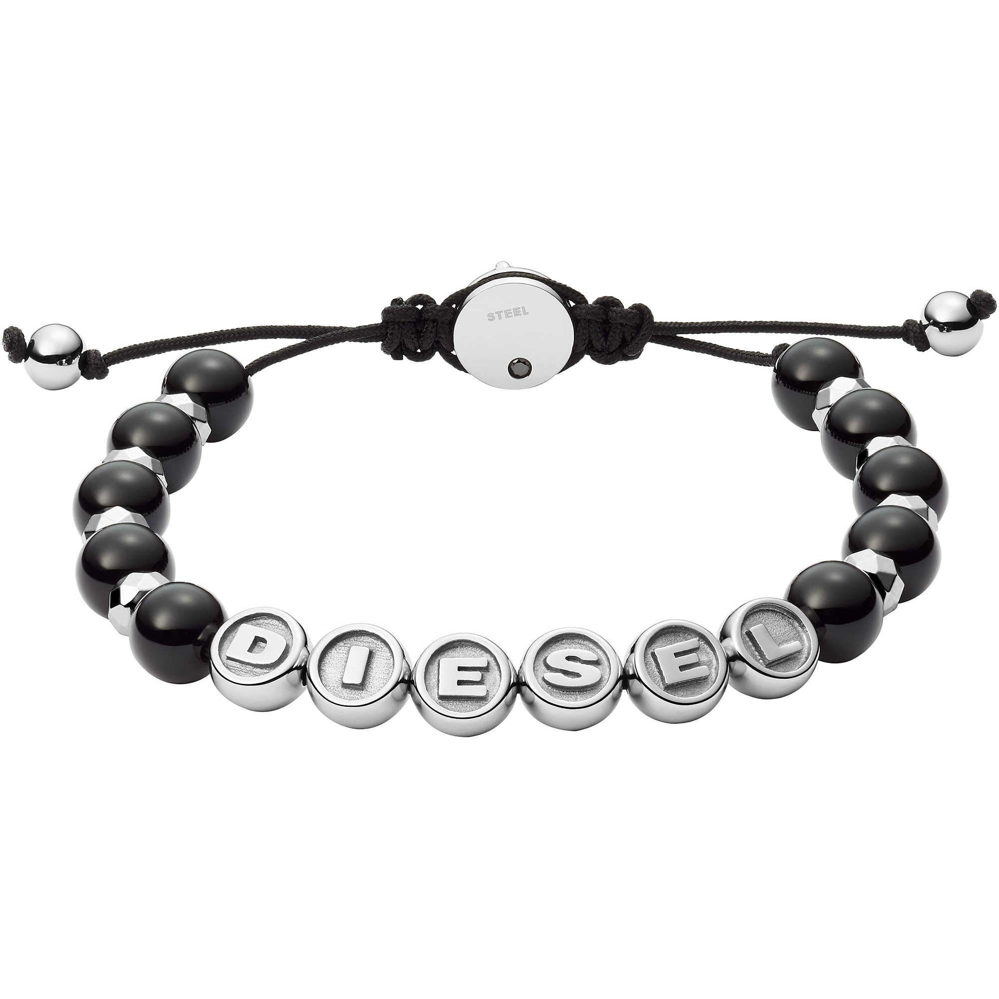 Diesel Pulsera de hombre de cuentas semipreciosas con cierre deslizante