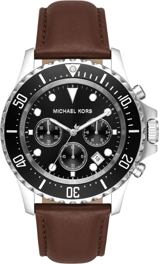 Michael Kors Everest Reloj para Hombre, Movimiento cronógrafo con Correa de Acero o Piel
