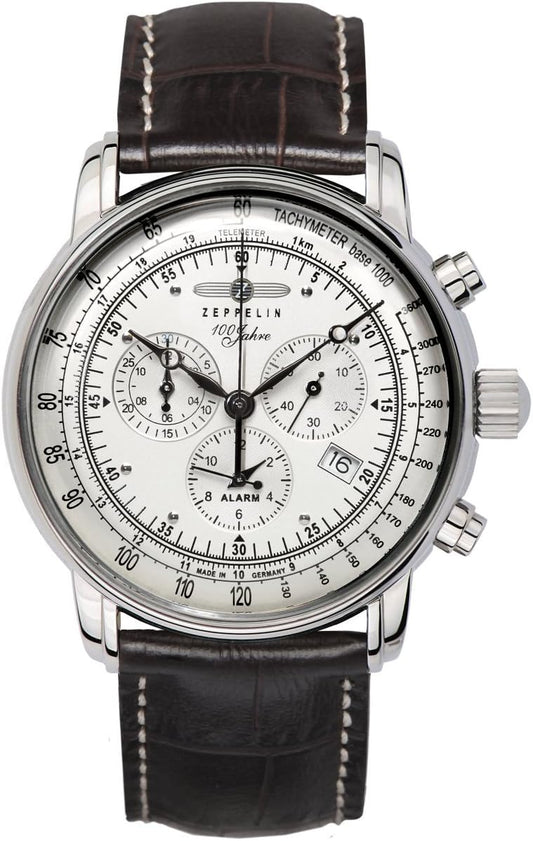 Zeppelin Men's Watch 7680-1, White / Brown, Modern