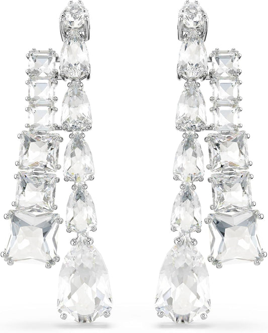 Swarovski Pendientes Matrix, Tallas mixtas, Blancos, Baño de rodio