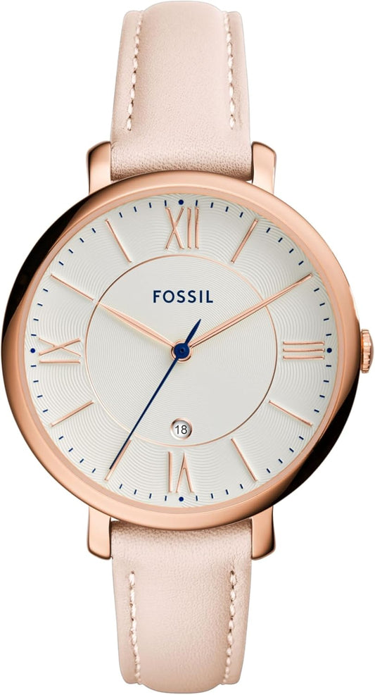 Fossil Women's Jacqueline Watch In Rose Goldtone with Blush Leather Strap