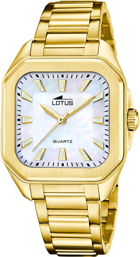 Lotus Reloj Mujer 18970/2 Square Series Caja de Acero Inoxidable 316l Dorado Correa de Acero Inoxidable 316l Dorado