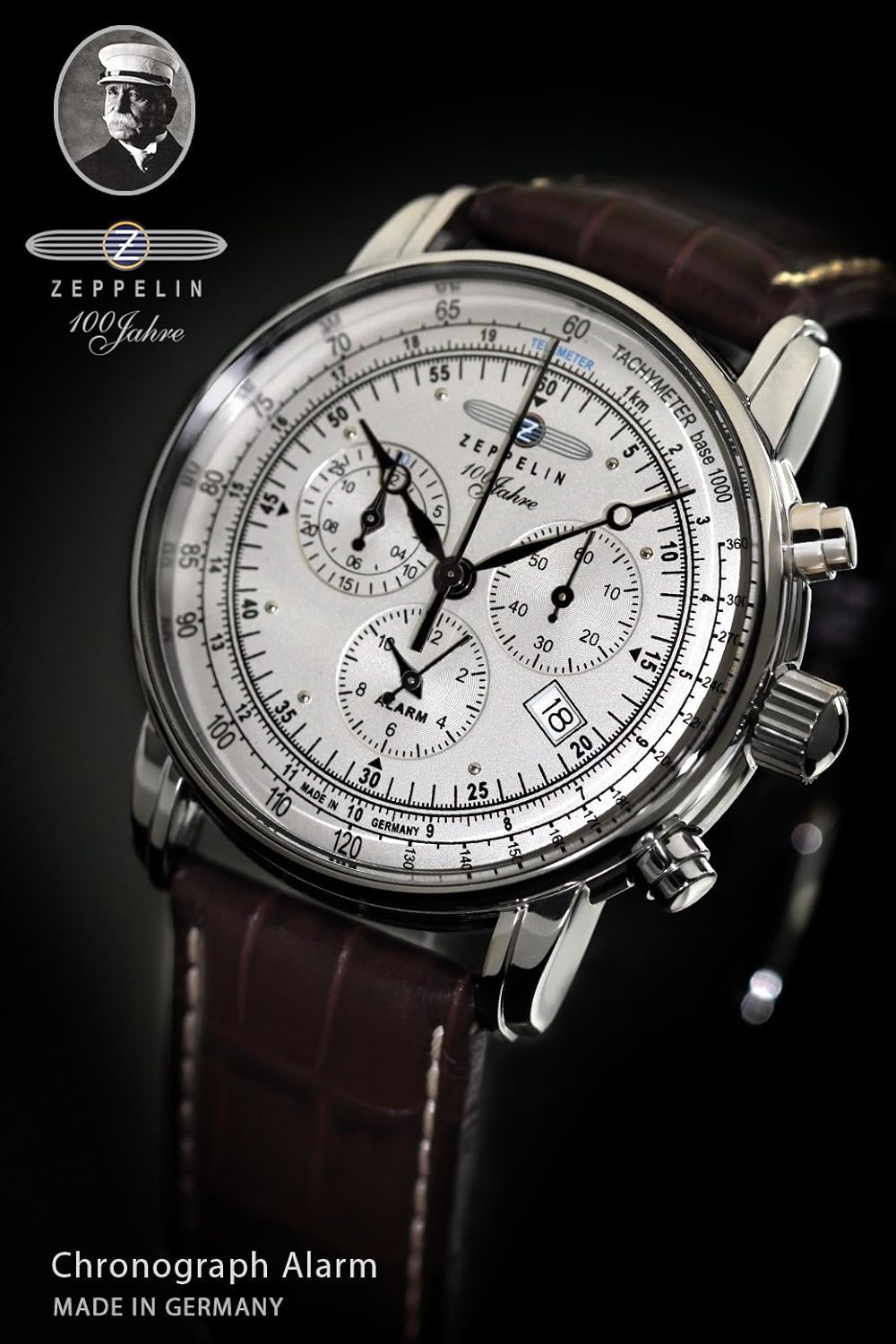 Zeppelin Men's Watch 7680-1, White / Brown, Modern