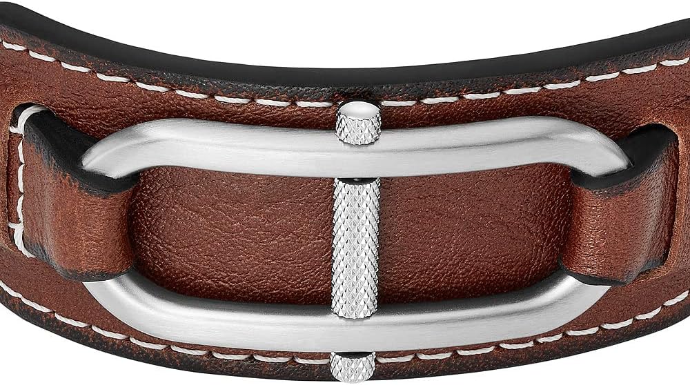 Fossil Heritage Pulsera de cuero o acero para hombre con cierre de hebilla o desplegable