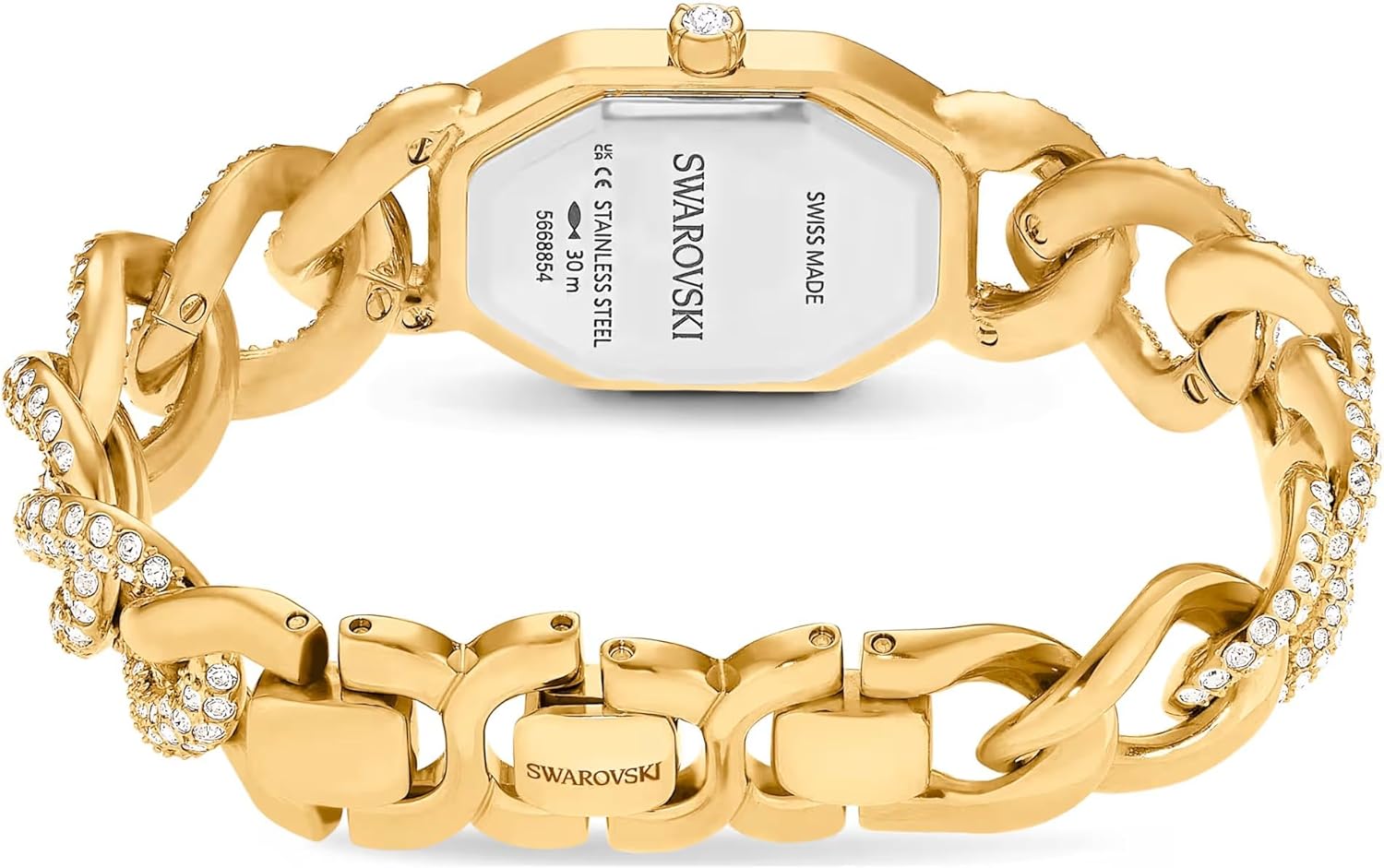 Swarovski Dextera Reloj de cadena hecho en Suiza, pulsera de cristal, tono dorado, acabado dorado 5668854, dorado, dorado, Lujoso