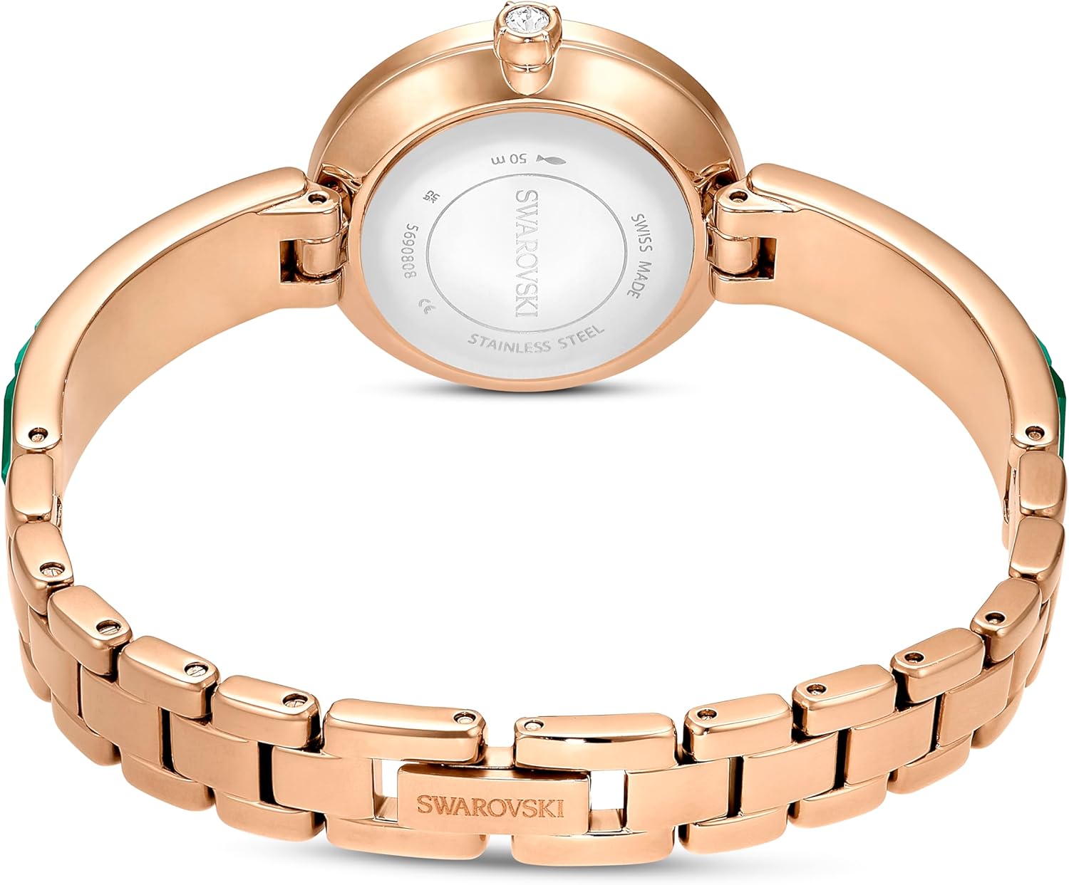 Swarovski Reloj Matrix Bangle, Fabricado en Suiza, Pulsera de Cristal, Verde, Acabado Tono Oro champán