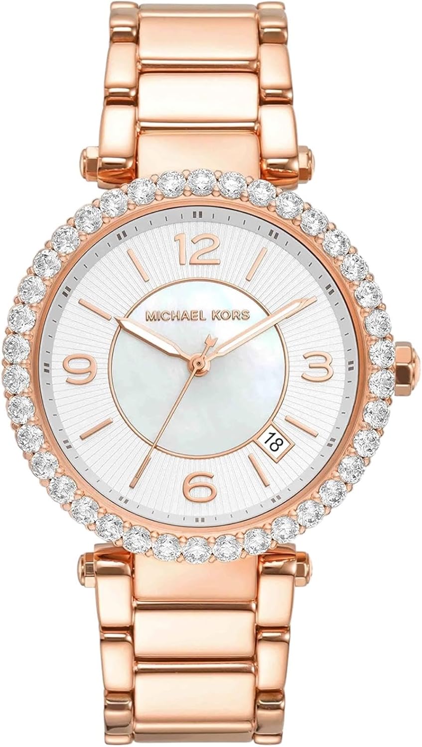 Michael Kors Reloj Parker para Mujer, Movimiento trifásico de Cuarzo con Correa de Acero o Piel