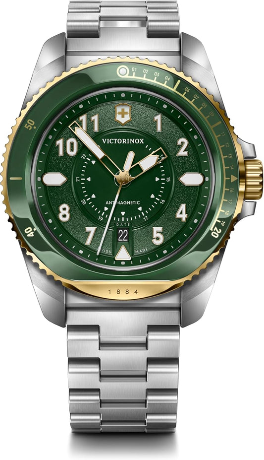 Victorinox Journey 1884 Ø 43 mm Reloj de Pulsera de Hombre, Swiss Made, Cuarzo analógico, Sumergible hasta 200 m, Pulsera de Acero Inoxidable