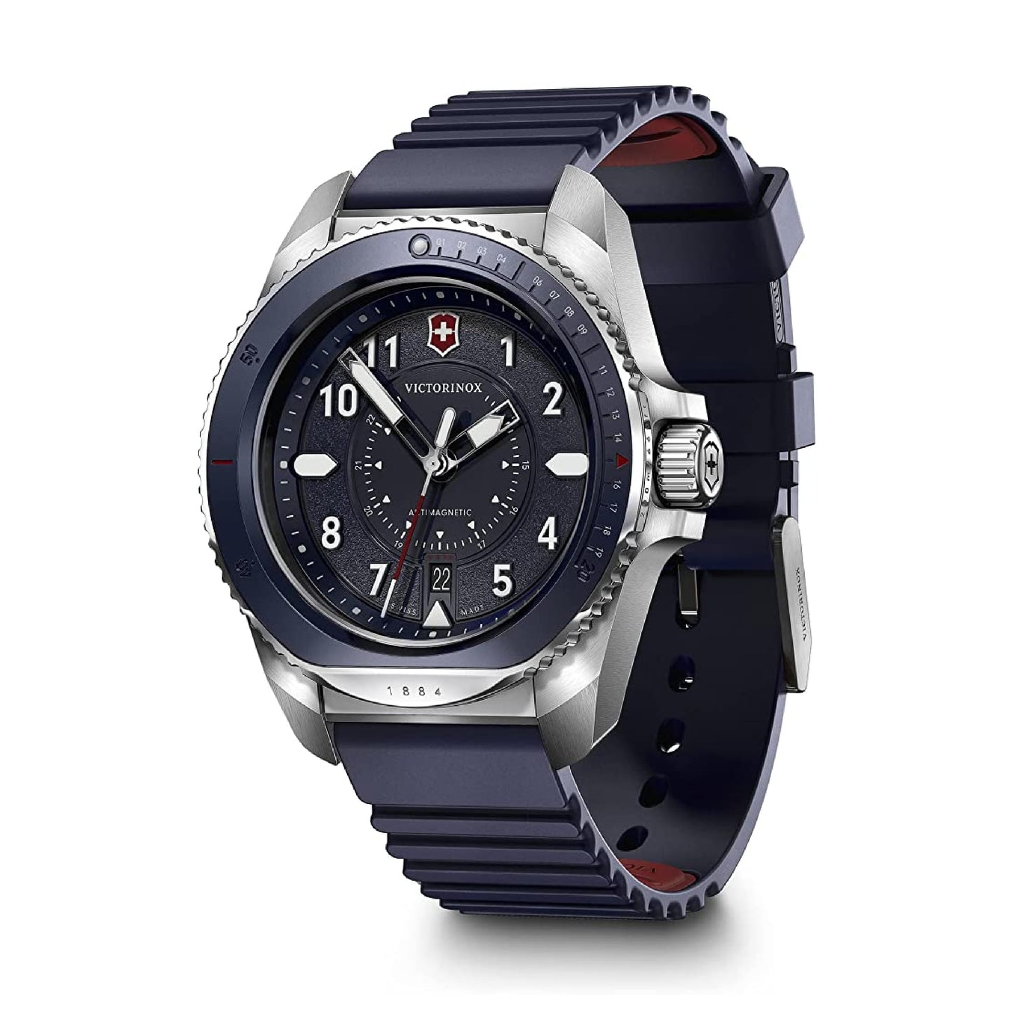 Victorinox Journey 1884 Ø 43 mm Reloj de Pulsera de Hombre, Swiss Made, Cuarzo analógico, Sumergible hasta 200 m, Pulsera de Acero Inoxidable