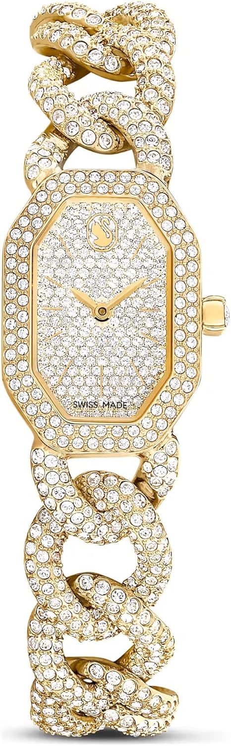 Swarovski Dextera Reloj de cadena hecho en Suiza, pulsera de cristal, tono dorado, acabado dorado 5668854, dorado, dorado, Lujoso