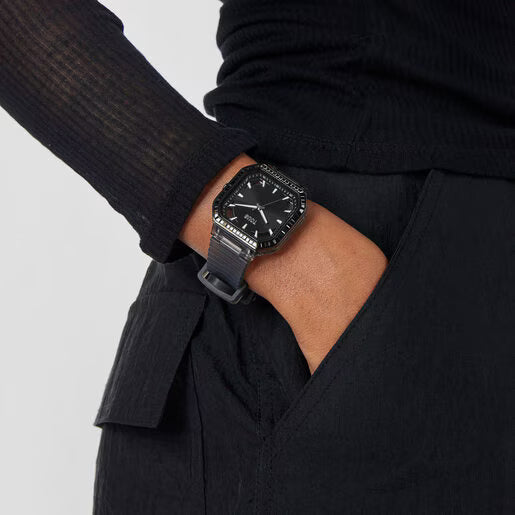 Tous, Reloj de mujer 200351060 IP negro con zirconitas Gleam Fresh