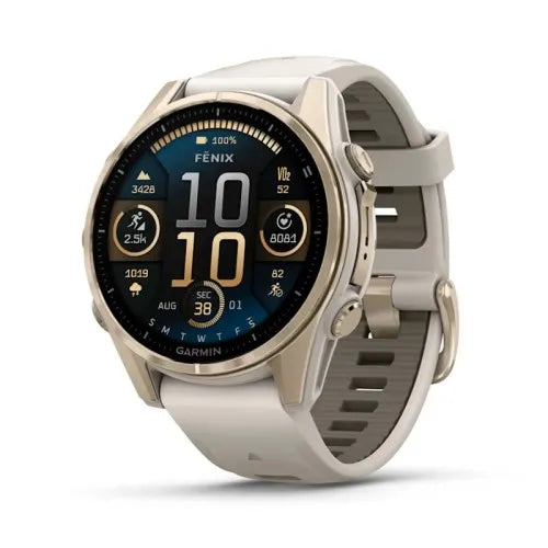 Garmin Reloj para hombre FENIX 8 43mm Zafiro Amoled Dorado con correa de silicona Beige ref: 010-02903-11