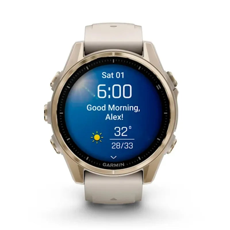Garmin Reloj para hombre FENIX 8 43mm Zafiro Amoled Dorado con correa de silicona Beige ref: 010-02903-11