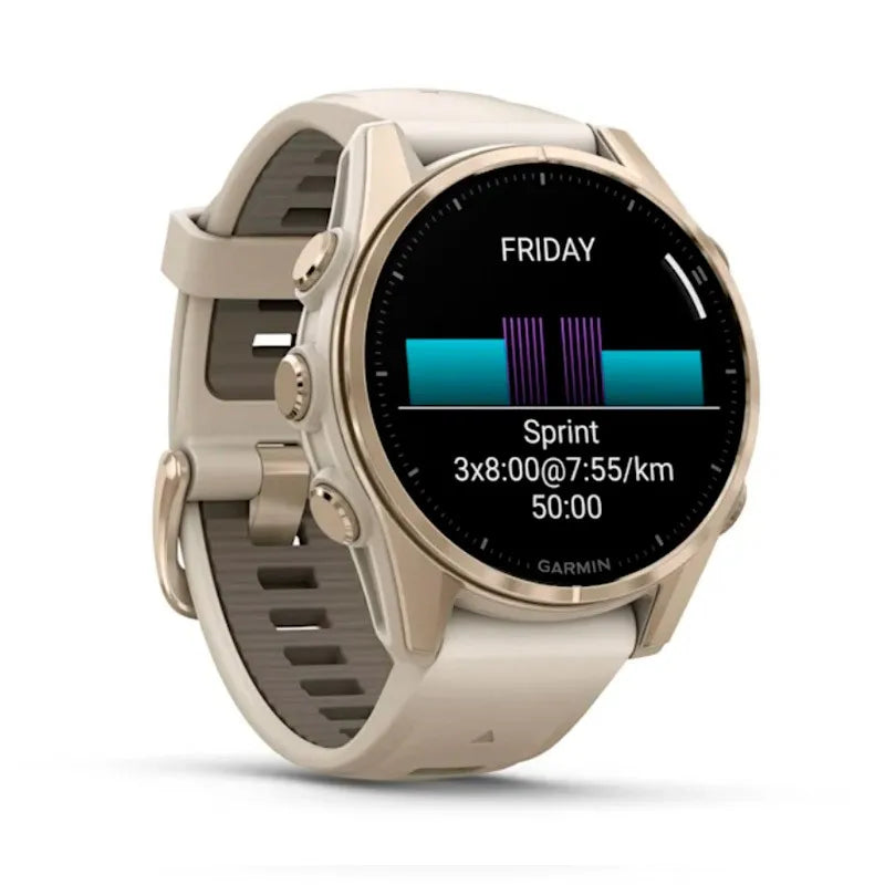 Garmin Reloj para hombre FENIX 8 43mm Zafiro Amoled Dorado con correa de silicona Beige ref: 010-02903-11
