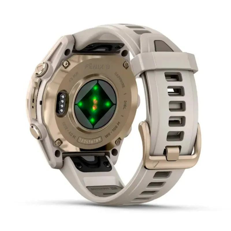 Garmin Reloj para hombre FENIX 8 43mm Zafiro Amoled Dorado con correa de silicona Beige ref: 010-02903-11